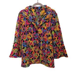 Raquel Women's Sz M Colorful Blazer Jacket Art to Wear